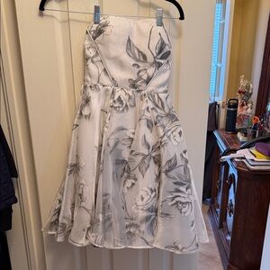 Girls Floral Strapless Party Dress